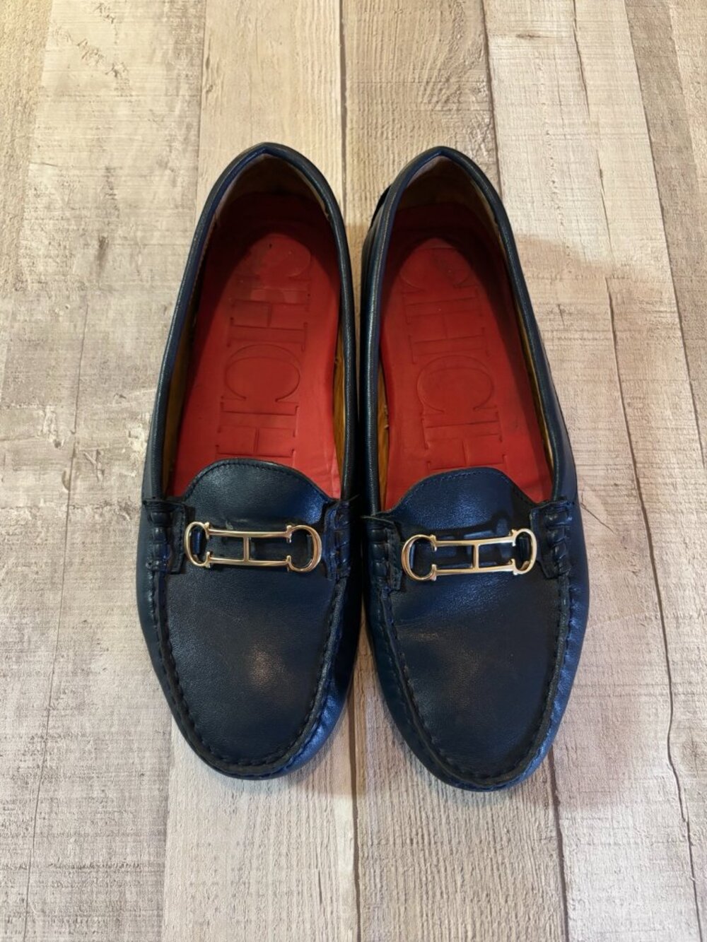 Carolina Herrera Women’s Leather Loafers Size 9 – Navy Blue –